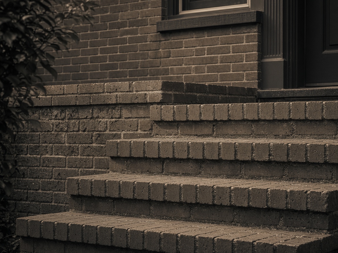 Pointed brick facade and foundation steps